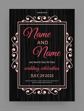 Save date card. Wedding invitation. Vintage frame. Newlyweds names. Elegant Stock Illustration