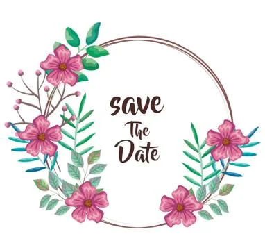 Save the date circular frame Illustrazione stock
