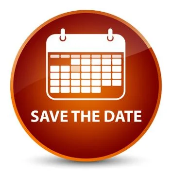 Save the date elegant brown round button Illustrazione stock