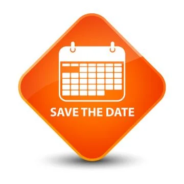 Save the date elegant orange diamond button Illustrazione stock