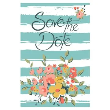 Save the date floral card. Stock Illustration
