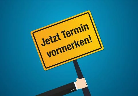 Save the Date in German language on vector place sign Stock Illustration