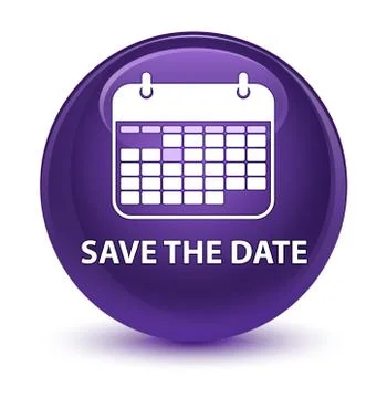 Save the date glassy purple round button 스톡 일러스트