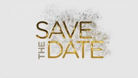 Save the Date Gold Banner with Alpha Channel Stock Footage 281493593