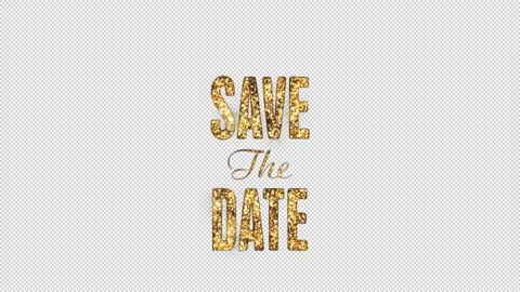 Save the Date Gold Banner with Alpha Channel Stock-Footage 299432533