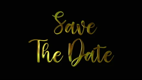 Save The Date Gold Handwriting Text Animation. Stock Footage 232501701