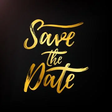 Save the date gold text calligraphy vector lettering for wedding love card 스톡 일러스트