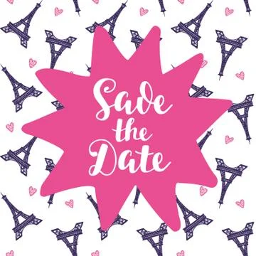 Save the Date Hand lettering. Wedding Invitation Card 스톡 일러스트