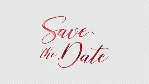 Save the Date Handwriting animation text with red and green for social media Stock Footage 313842934