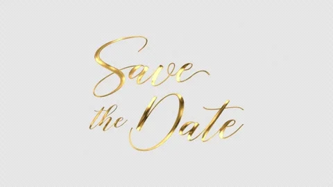 Save the Date Handwriting animation text with gold and silver for social media Stock Footage 313842937