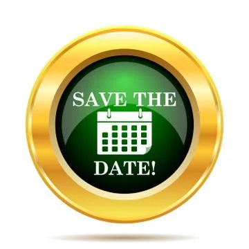 Save the date icon. Internet button on white background.. Illustrazione stock