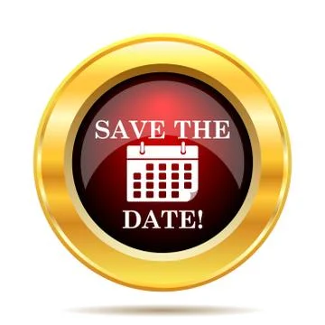 Save the date icon. Internet button on white background.. Illustrazione stock