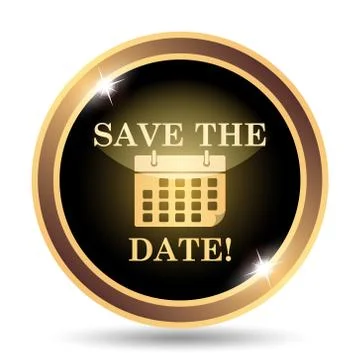 Save the date icon. Internet button on white background.. Illustrazione stock