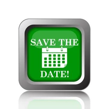 Save the date icon. Internet button on black background.. Stock Illustration