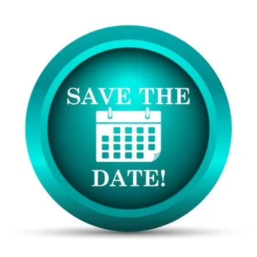 Save the date icon. Internet button on white background.. Illustrazione stock