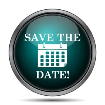Save the date icon. Internet button on white background.. Illustrazione stock