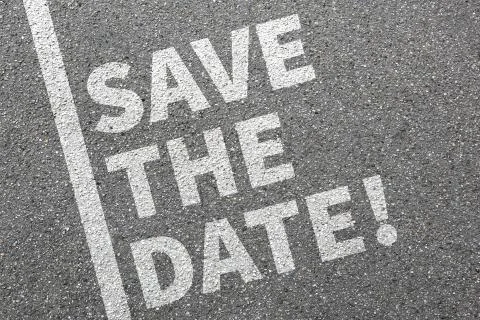 Save the date invitation message information business concept Stock Photos