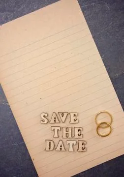 Save the Date Invitation  with Wedding Rings Stock Photos