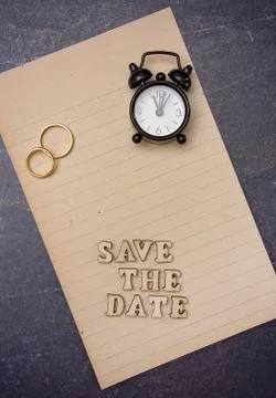 Save the Date Invitation  with Wedding Rings Stock Photos