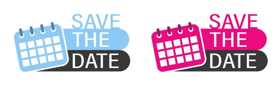 Save The Date Label. Modern Web Banner Element With Calender. Stock Illustration