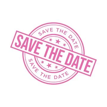 Save the Date Letter Rubber Stamp Vector Template Stock Illustration
