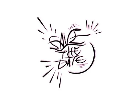 Save the date lettering text. Modern calligraphy style vector illustration. Stock Illustration