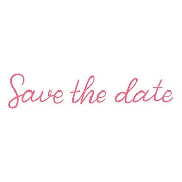Save the date line art, pink calligraphy style phrase, vector hand drawn Stock Illustration
