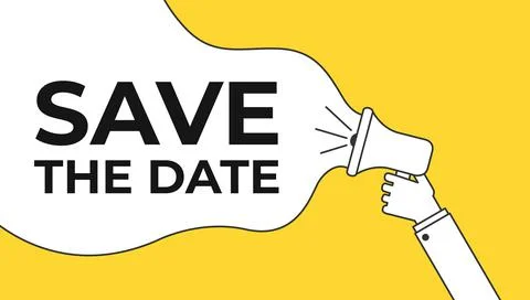 Save the Date message quote megaphone. Stock Stock Illustration