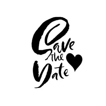 Save the date. Modern ink dry brush pen lettering. Handwritten vector Stock Illustration