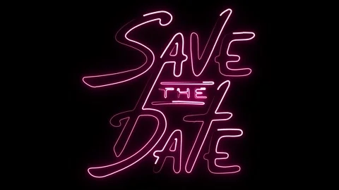 Save the date neon animation. alpha channel. 4K Stock Footage 255182175