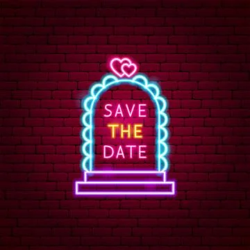 Save the Date Neon Label Ilustração Stock