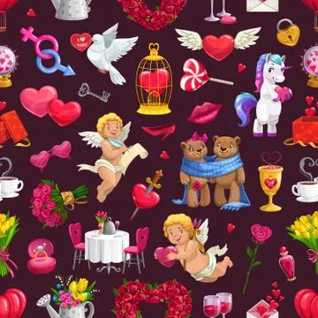 Save the date or Valentines day seamless pattern Stock Illustration