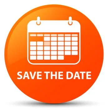 Save the date orange round button Stock Illustration