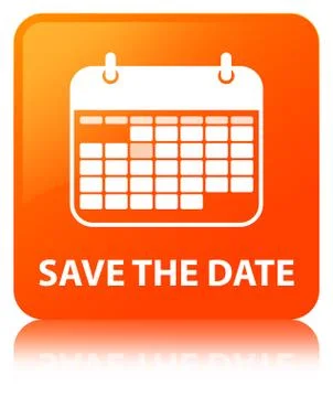 Save the date orange square button Illustrazione stock