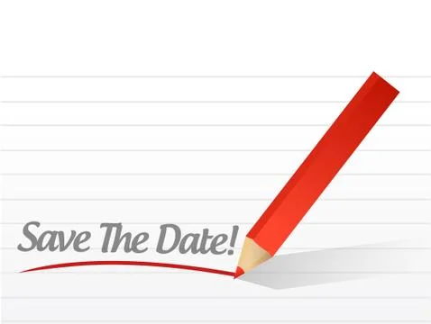 Save the date pencil writing Stock Illustration