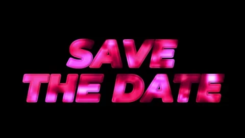 Save The Date: Pink Neon Glowing Text Video stock 311258611