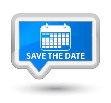 Save the date prime cyan blue banner button Illustrazione stock