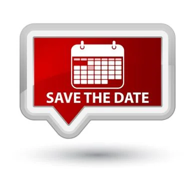 Save the date prime red banner button Stock Illustration