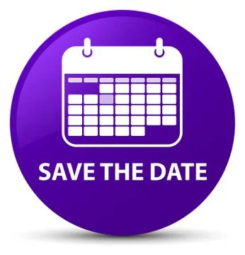 Save the date purple round button Illustrazione stock