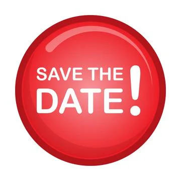 Save the date red button icon vector for graphic design, logo, website, socia Stock Illustration