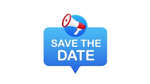 Save the date reminder with megaphone icon on white and green screen background Stock Footage 319028148
