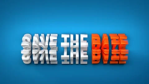 Save the date. Rotating letters in orange and white. Stock Footage 332645102