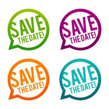 Save the Date round Buttons. Circle Eps10 Vector. Stock Illustration