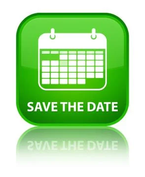 Save the date special green square button Stock Illustration