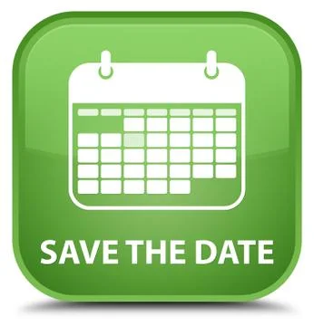 Save the date special soft green square button Stock Illustration