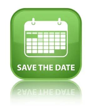 Save the date special soft green square button Stock Illustration