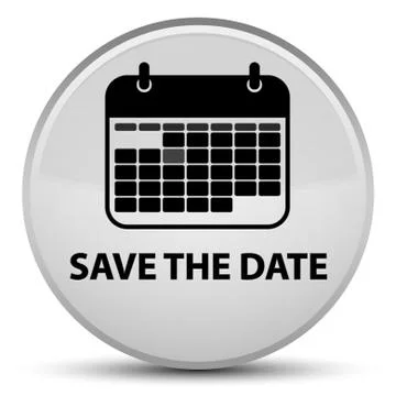 Save the date special white round button Stock Illustration
