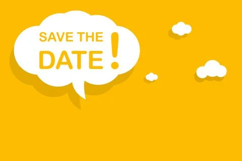 Save the date speech bubble banner vector with copy space for business, marke Stock Illustration
