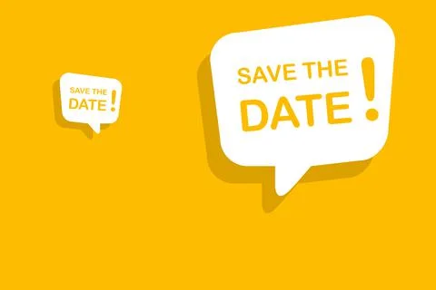 Save the date speech bubble banner vector with copy space for business, marke Stock Illustration