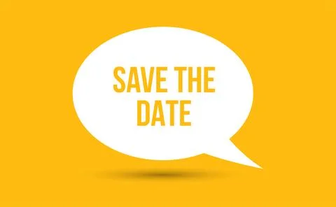 Save the date speech bubble vector illustration. Communication speech bubbl.. Stock Illustration